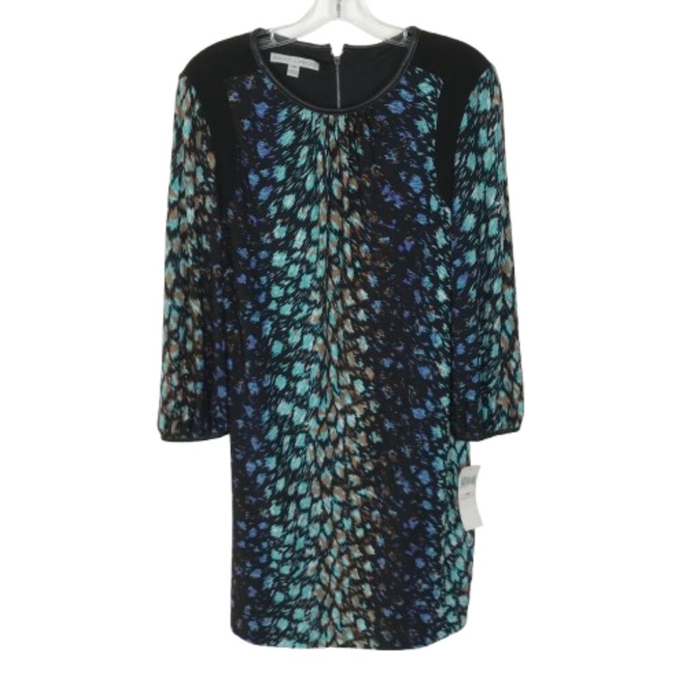 NWT Maggy London Womens Size 10 Animal Print Faux Leather Trim Dress NEW